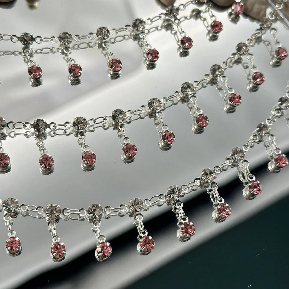 0.5M 1M Shiny Colorful Crystal Charm Taseel Beads Copper Chain DIY Necklace Bracelet Beaded Chains Women Jewelry Making Supplies