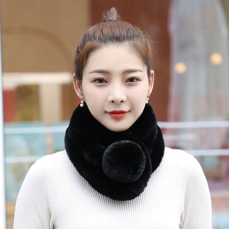 Шарф из кроличьей шерсти женский теплый шерстяной шарф для защиты шеи модный теплый утолщенный корейский зимний