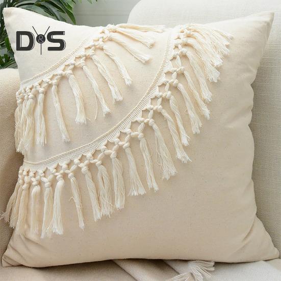 Наволочка с кисточками и скрытой молнией, декоративная бахрома, квадратная форма, бохо-стиль, офисный диван, декоративная наволочка для подушки, гостиная, спальня, автокресло