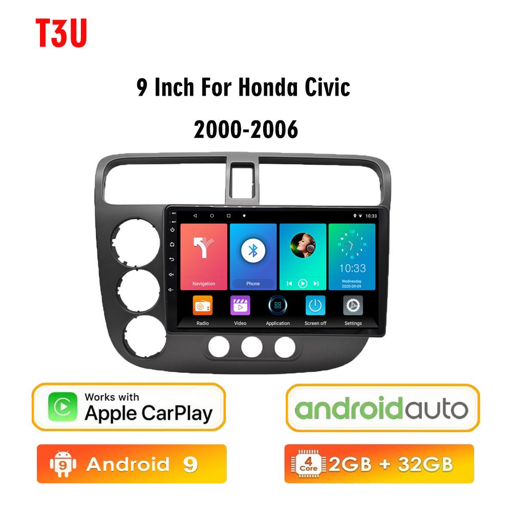 icreative 2 Din автомобильный радиоприемник с сенсорным экраном GPS-навигация мультимедийный плеер для Honda Civic 2000-2006 Android Auto Radio BT без DVD