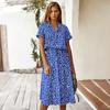 V-Neck Women's Spring Summer Vintage Short Sleeve Long Dress Clothing  Party A-Line Polka Dot Dress Party Dresses
