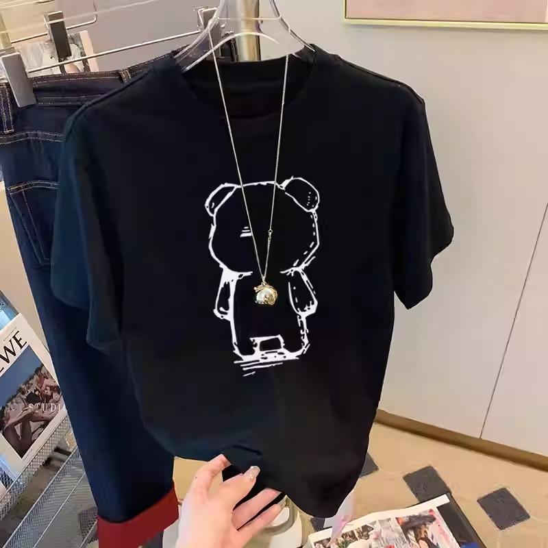 Футболки с коротким рукавом Harajuku с забавным рисунком, женские летние футболки из 100% хлопка, повседневные футболки большого размера, женские уличные серые топы Y2k