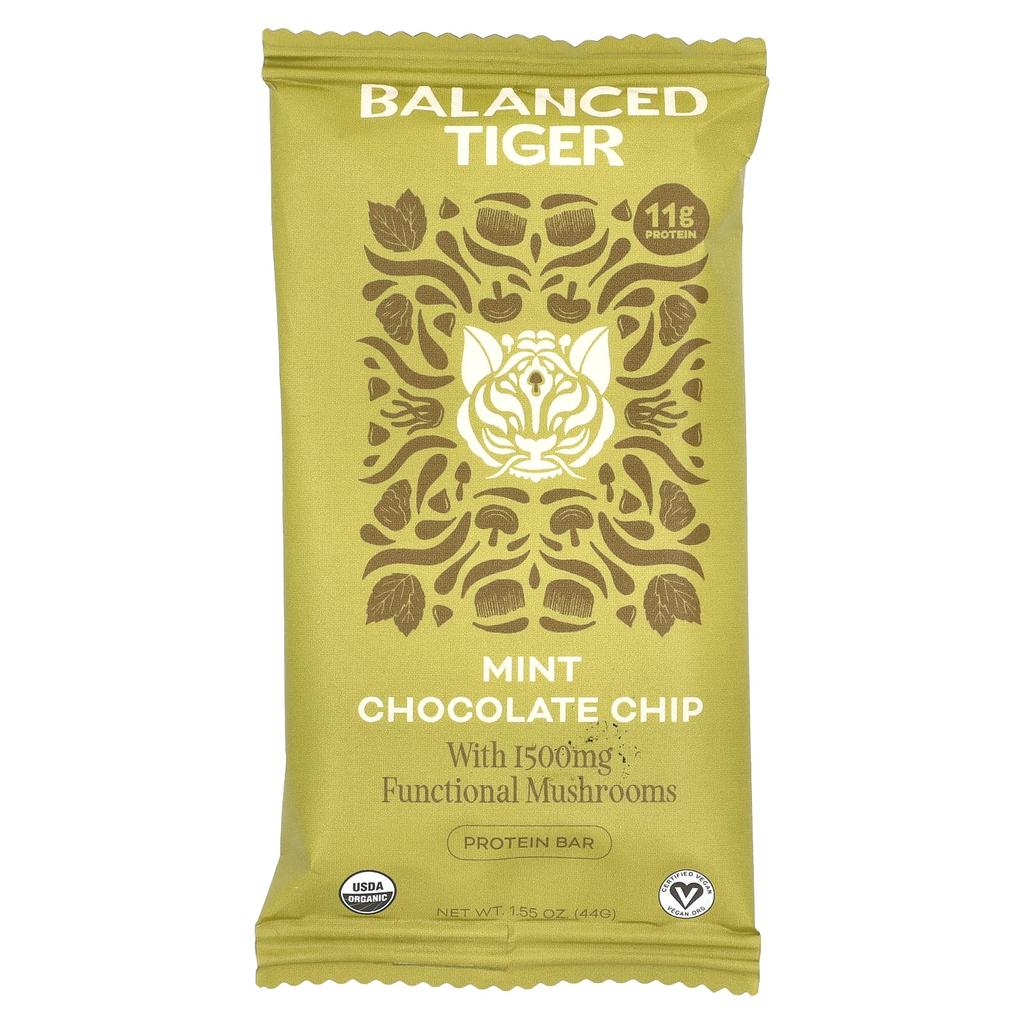 Balanced Tiger Protein Bar, Mint Chocolate Chip, 12 Bars, 1.55 Oz (44 G) Each