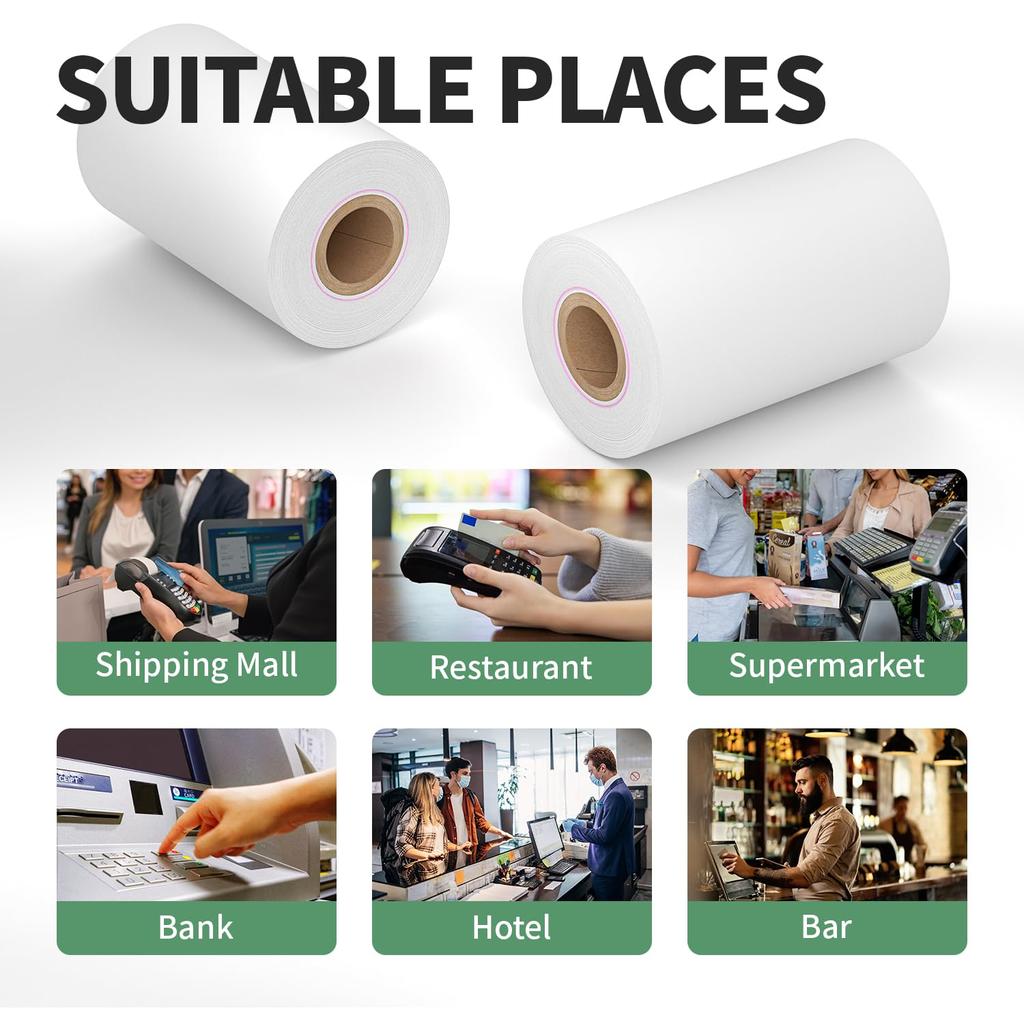 Бумага для кассовых чеков POS с термобумагой шириной 2 1/4 дюйма работает с большинством терминалов для кредитных карт.