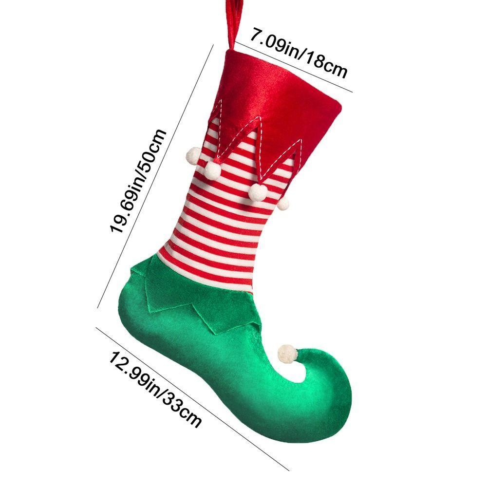 Hanging Elf Christmas Stocking Gift Bag Striped Christmas Stocking Ornaments Kids
