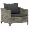 Garden Armchair with Cushions Grey Poly Rattan