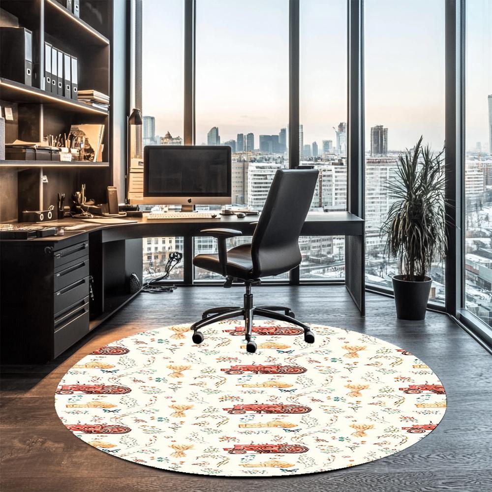 Truck Printed Round Rug Carpet Chair Rug Area Rug Entryway Doormats,for Office Chair Living Room Bedroom Kitchen Room.