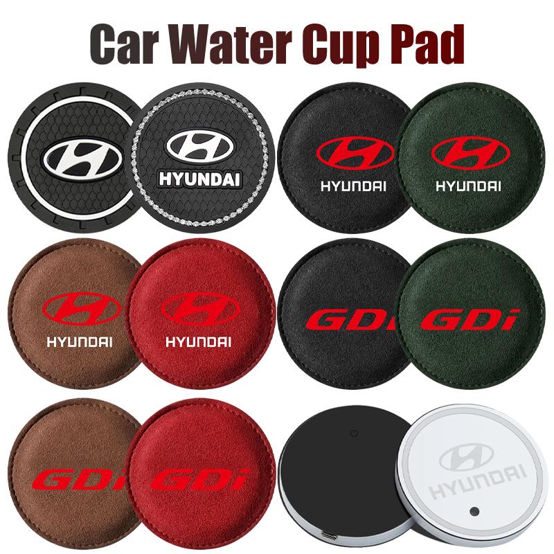 1/2Pcs Non-slip Mat Water Cup Slot Pad Car Coaster For Hyundai i20 i30 i40 Azera Sonata N Line Santafe Accent Solaris GDI Wagon HH60