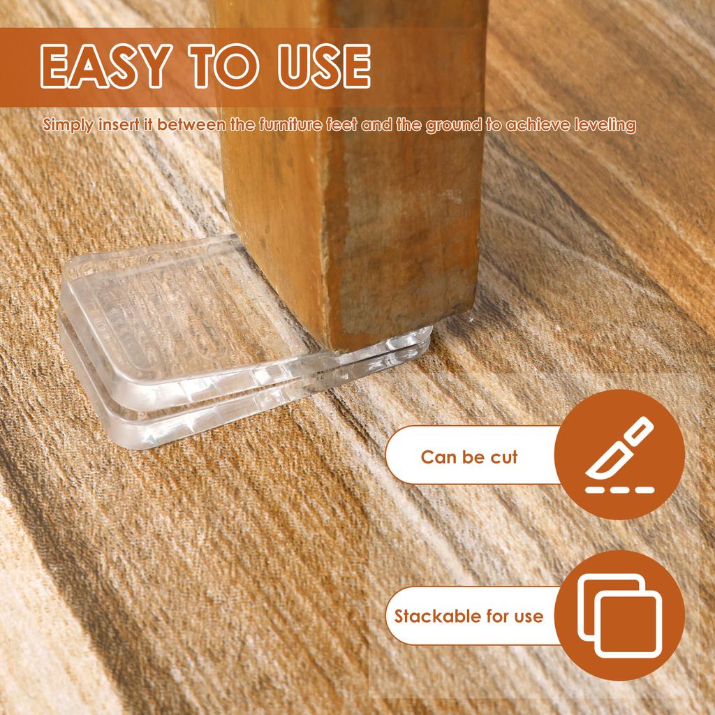 32 Pcs Anti Slip Furniture Pads Clear PU Furniture Shim Table Leveling Shim Door Stopper Multi purpose Furniture Stabilizer Pad