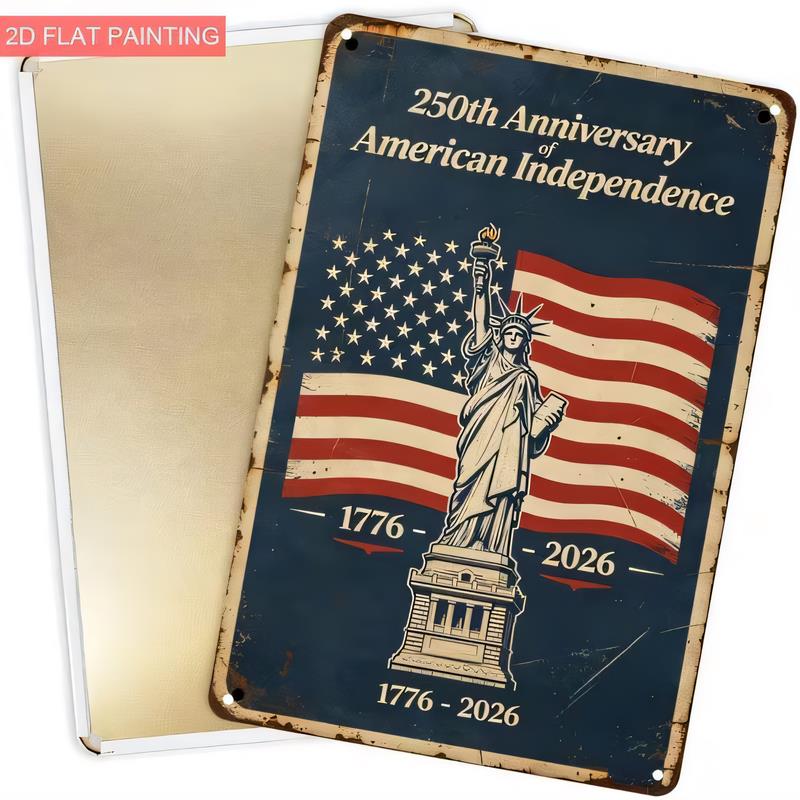 Tin Sign th Anniversary American Independence   Vintage Metal Plaque USA Liberty Statue Retro Wall Decor for Bar Pub