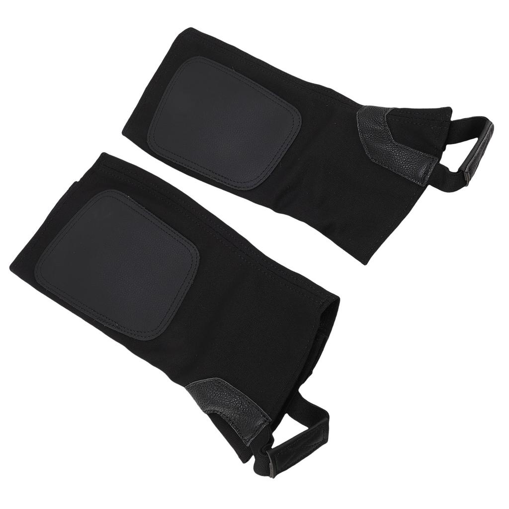 2PCS Equestrian Half Chaps Cowhide Leather Canvas Professional Ergonomic Horse Riding Half Chaps for Training S