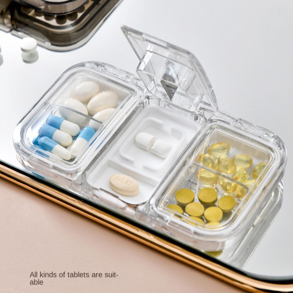 Silica Gel Pill Splitter Box Rectangular Weekly Pill Case Sealed Mini Pill Box Jewelry Box