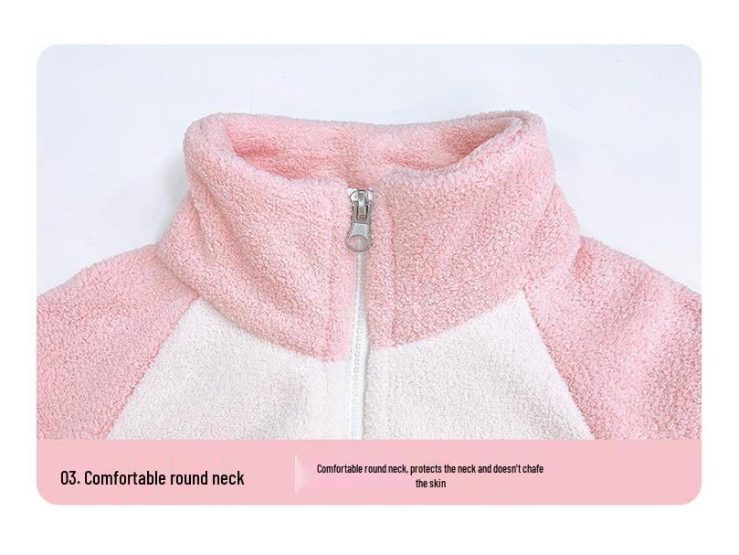 Детская плюшевая стеганая куртка - Кардиган на молнии с воротником-стойкой для мальчиков и девочек, Осень/Зима, Длинный рукав, Теплая домашняя одежда.