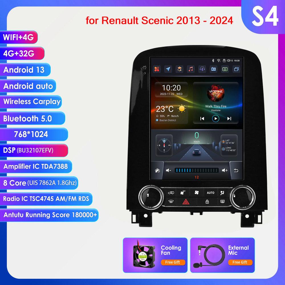 Hizpo 9.7 Tesla Style Carplay 4G 2Din Android автомобильное радио для Renault Scenic 2013 - 2024 мультимедийный видеоплеер GPS DSP Autoradio интеллектуальный экран