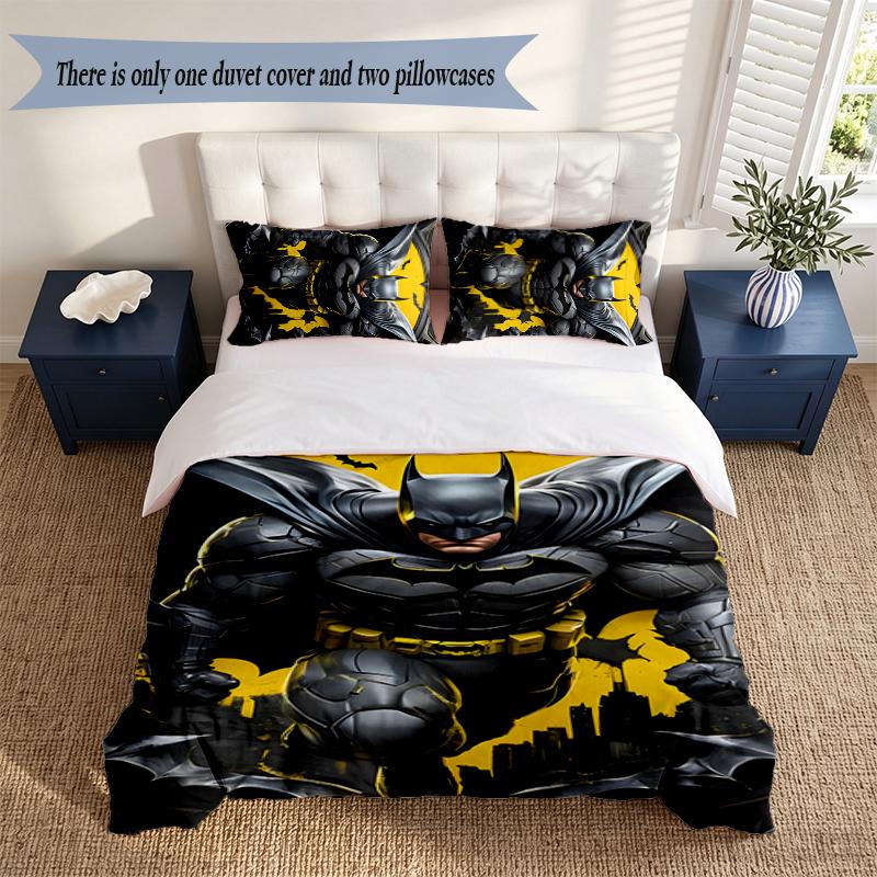 Batman 3‑Piece Bedding Set Soft Microfiber Duvet Cover Pillowcases Comfortable Bed Linen for Bedroom Decoration