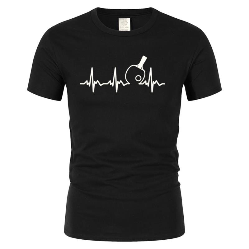 Summer Fashion Table Tennis Heartbeat T Shirt Unisexs Cotton Ping Pong Tops Designer Short Sleeve Casual Basic Tshirt Camisetas