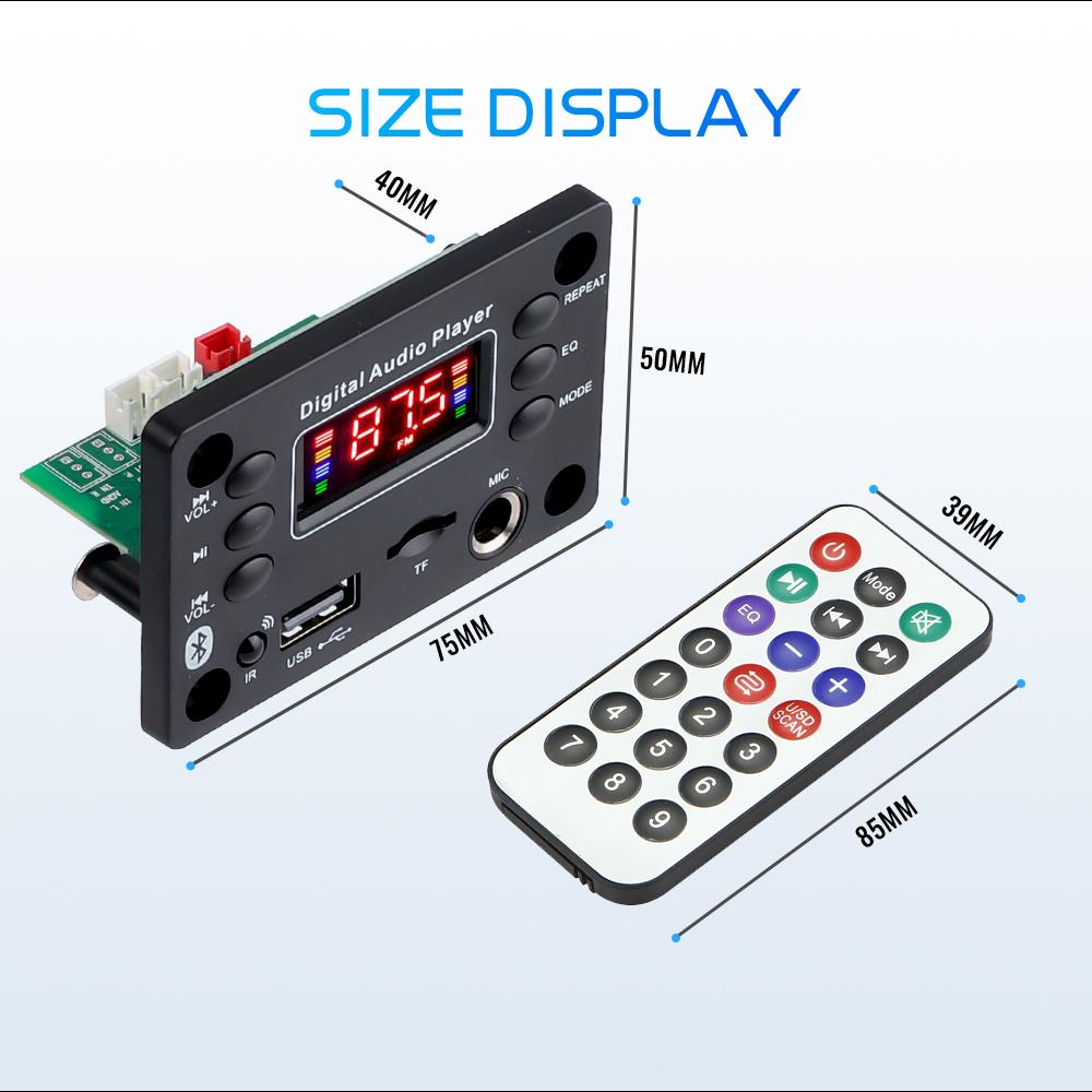 50 Вт DIY усилитель Bluetooth 5,0 MP3/WMA/WAV/APE/FLAC декодер плата 9 В 12 В автомобильный аудио USB TF FM-радио модуль 6,5 мм микрофон музыкальный плеер