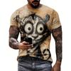 O Neck Pullover Vintage Men's Oversized Clothing Sportswear Funny Animal Print Casual Short Sleeve