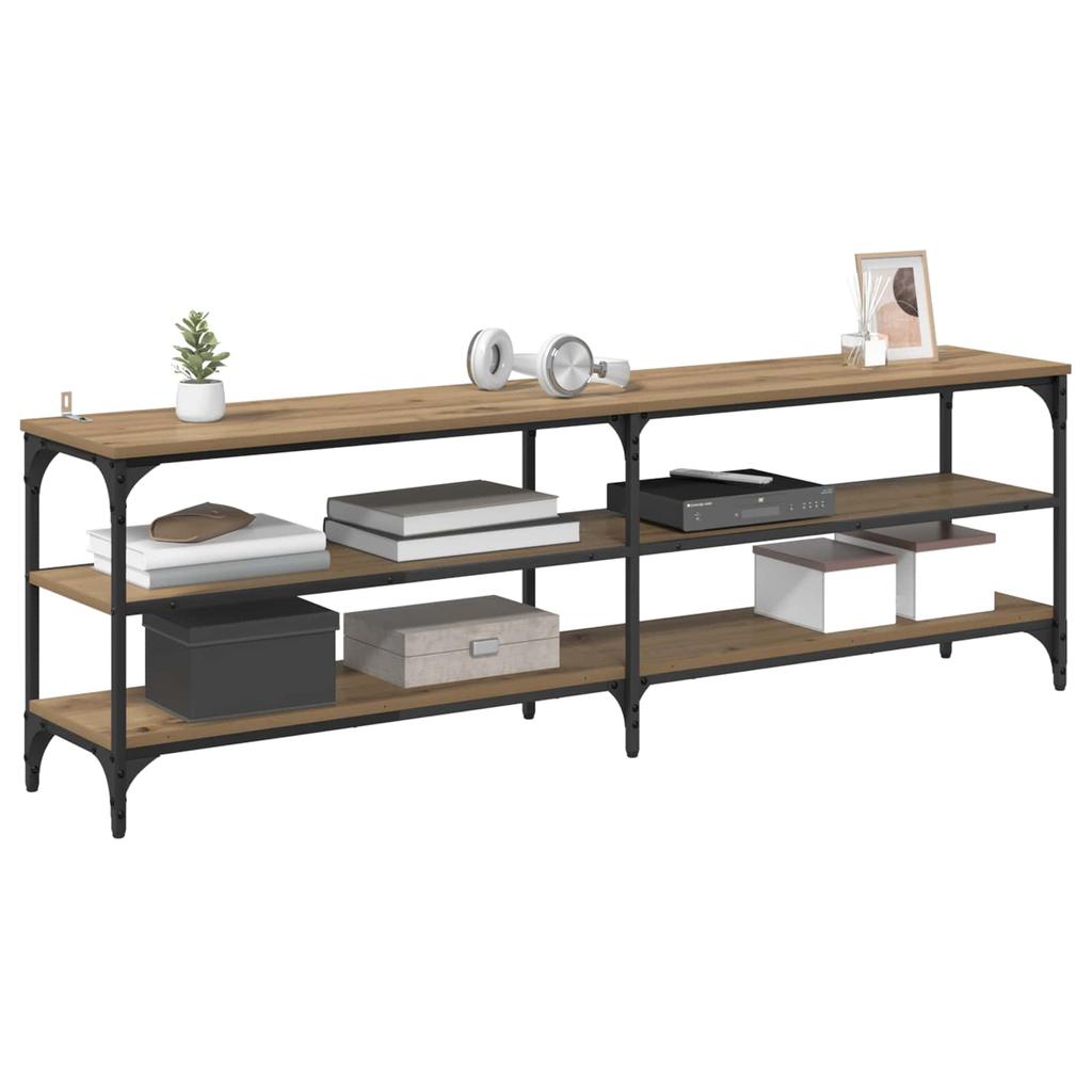 Artisan Oak TV Stand 160 x 30 x 50 cm Composite Wood and Iron