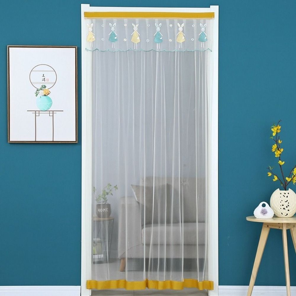 Breathable Lace Screen Door Curtain Self-adhesive Lace Embroidered Door Curtain Kitchen Curtain