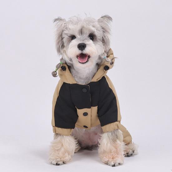 Зимнее пальто для собаки с капюшоном, застежка на пуговицах, куртка для щенка, теплая, ветрозащитная, толстовка с капюшоном для собак