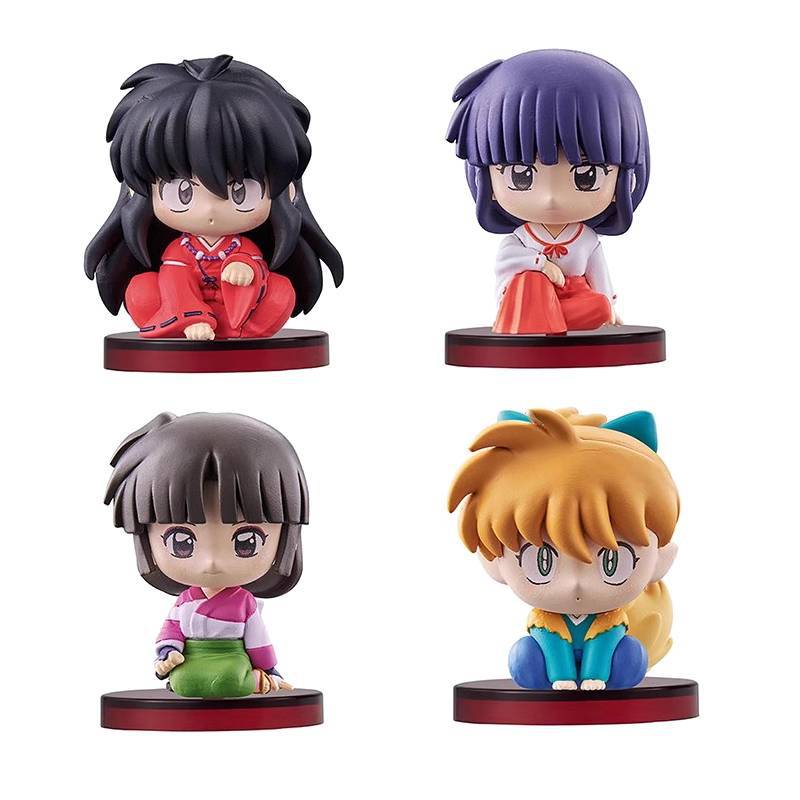 4pcs/Set Anime INUYASHA Figure Toy Kikyo Sesshoumaru Higurashi Kagome Cartoon Doll Kids Gift