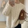 Pink Twist-Knit Pullover Sweater for Women Autumn Winter Korean Version Soft Lazy Loose Thickened Knitwear Top