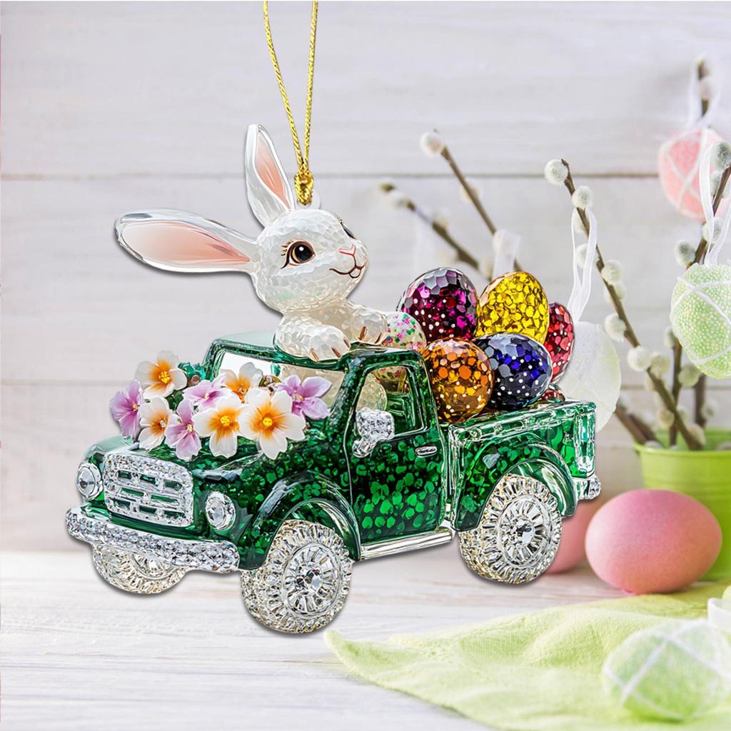 Пасхальный кролик 2D плоский акриловый брелок зеркало заднего вида автомобиля аксессуары рюкзак кулон