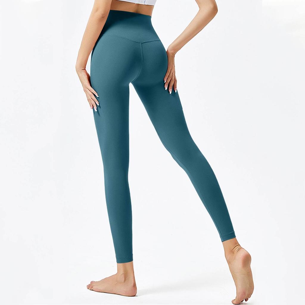 Женские модные однотонные штаны для йоги с высокой талией, узкие спортивные штаны для фитнеса