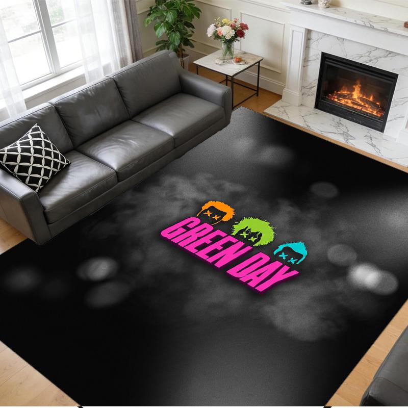 Green Day Print Crystal Velvet Plush Rug Wear?Resistant Anti?Slip Floor Mat For Indoor Household Decoration