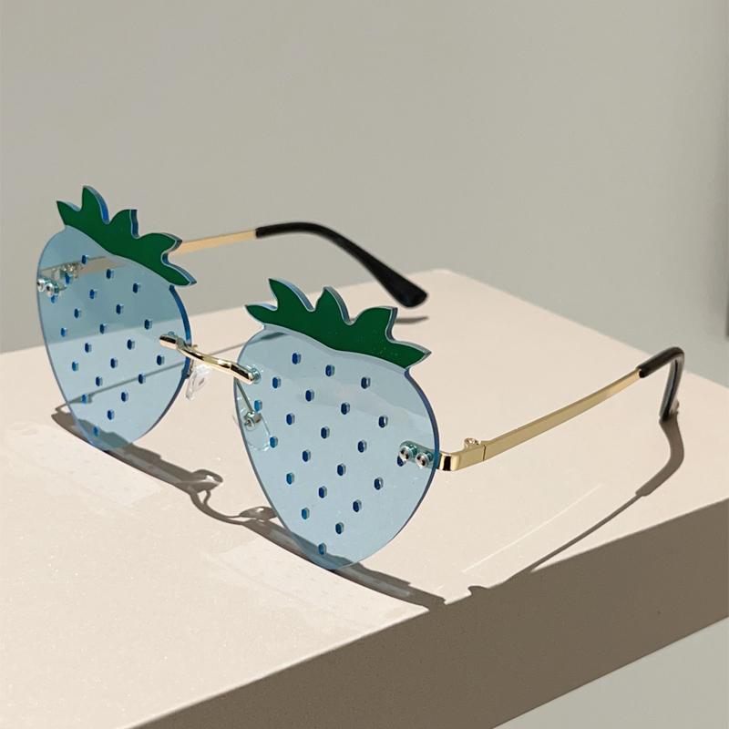 KAMMPT Солнцезащитные очки с клубникой Милые разноцветные пляжные очки Женские Модные Стильные Очки для рейва Модный аксессуар