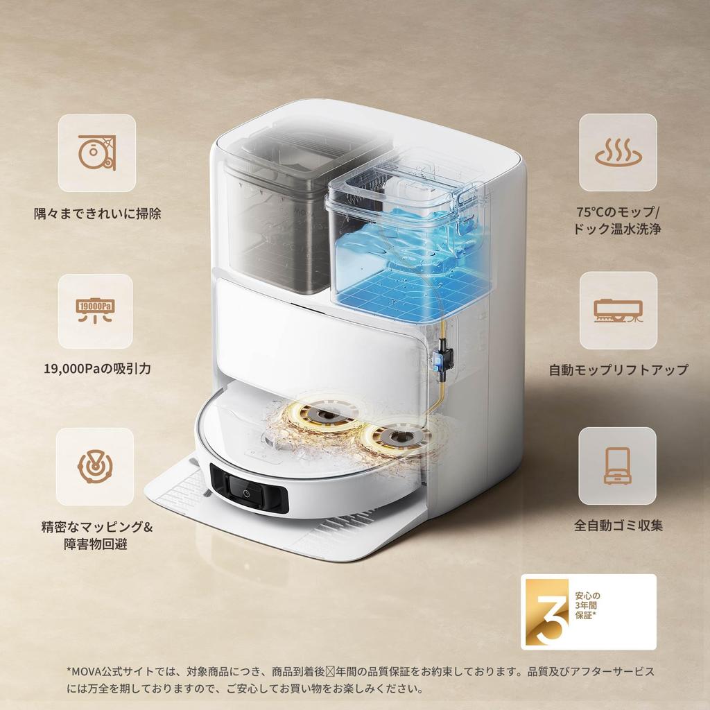 New MOVA P50 Ultra Robot Vacuum Cleaner suction power warm water Automatic mop cleaning Automatic garbage collection Automatic drying Automatic water