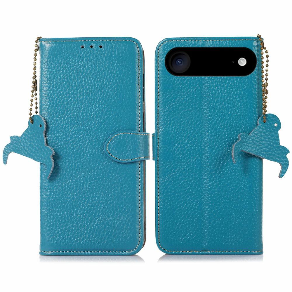 For iPhone 17 Air Case RFID Blocking Genuine Cow Leather Phone Cover Litchi Texture
