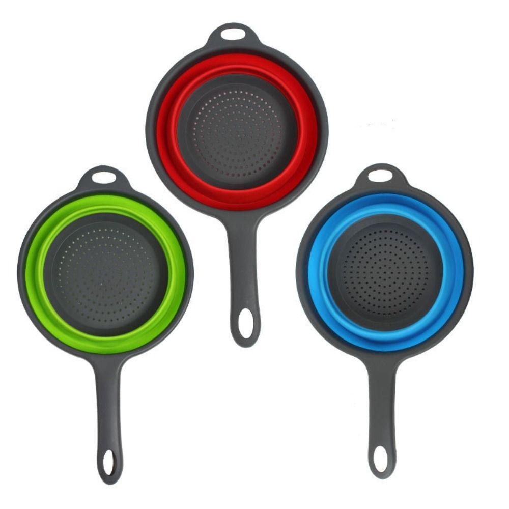 Collapsible Design Silicone Colander With Handle Kitchen Colander  For Draining Fruit