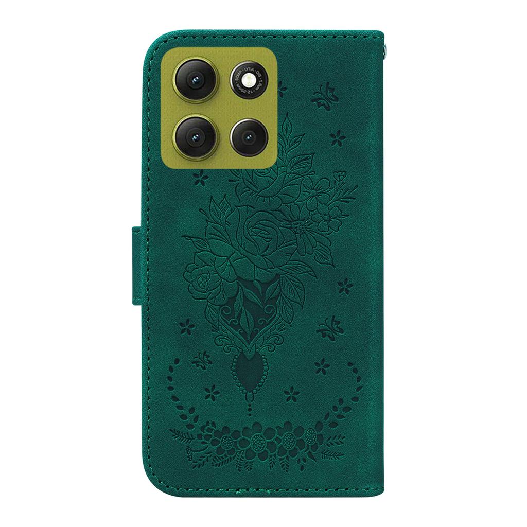 For Motorola Moto G86 5G Case Butterfly Flower Imprint PU Leather Wallet Phone Cover with Strap