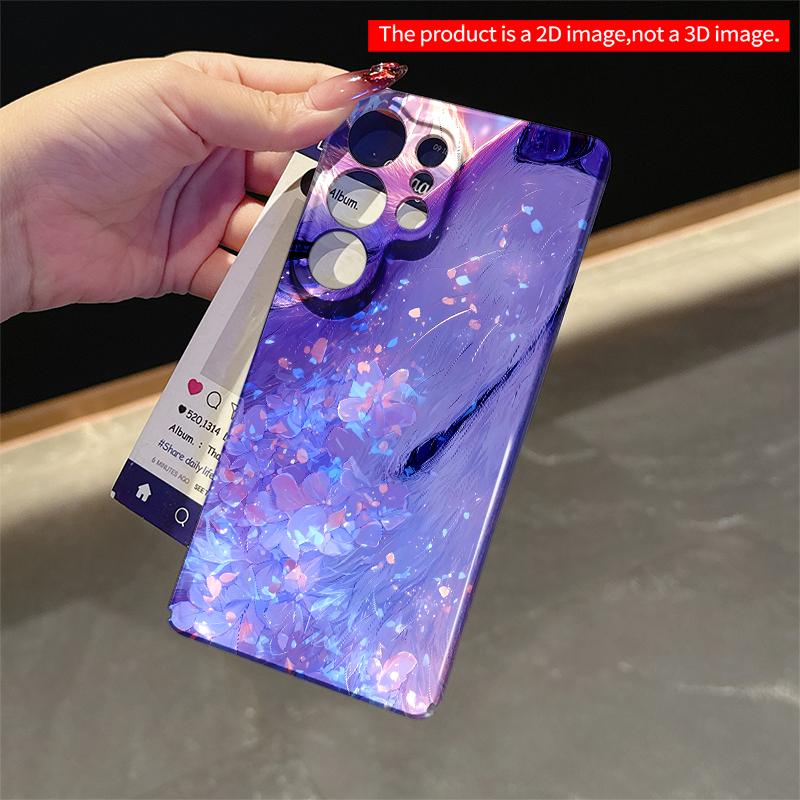 2DFlat Samsung phone case Purple Fox Amid Blooming Petals Applicable to Galaxy S22 S23 S24 S25ULTRA S26 A12 A13 A14 A15 A16