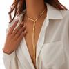 SHIXIN Sexy Flat Snake Chain Long Necklace for Women Punk Gold Color Cross Tassel Chest Necklace Luxury Neck Jewelry Banquet
