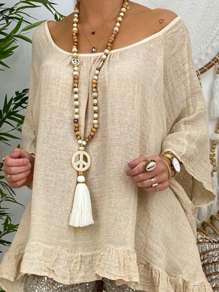 Винтажное длинное ожерелье из деревянных бусин в богемном стиле – этническая цепочка для свитера ручной работы с кисточками, крестами и подвесками в виде звезд для женщин