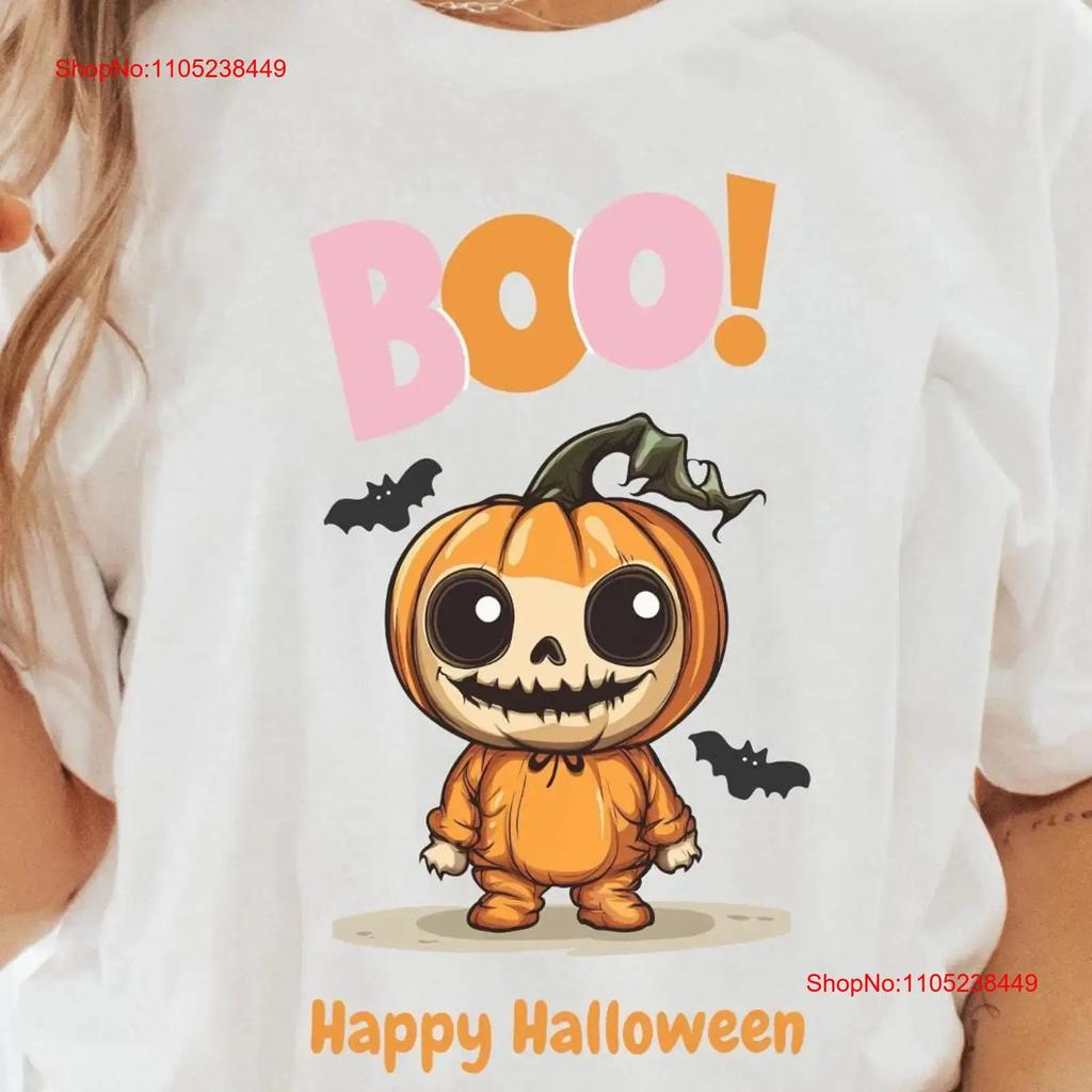 Cute Halloween Boo T Shirt Adorable Pumpkin Skull Design Kids Adults Happy Fun Spooky Season Apparel Vintage Slightly