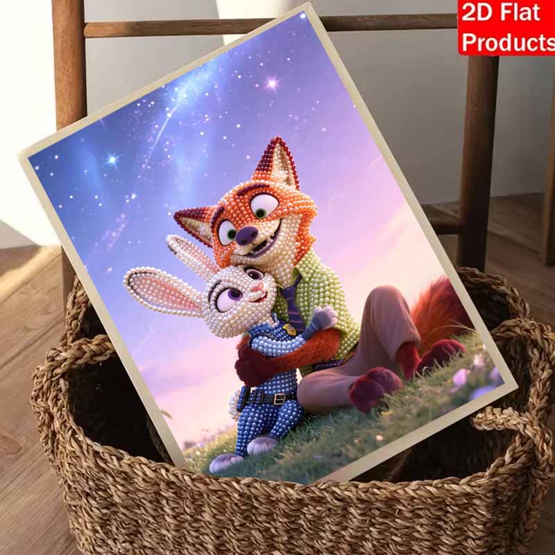 Disney Жемчужная живопись Сделай сам Креативные жемчужные иллюстрации Ника и Джуди Роспись жемчужными камнями Декор стен дома Поделки
