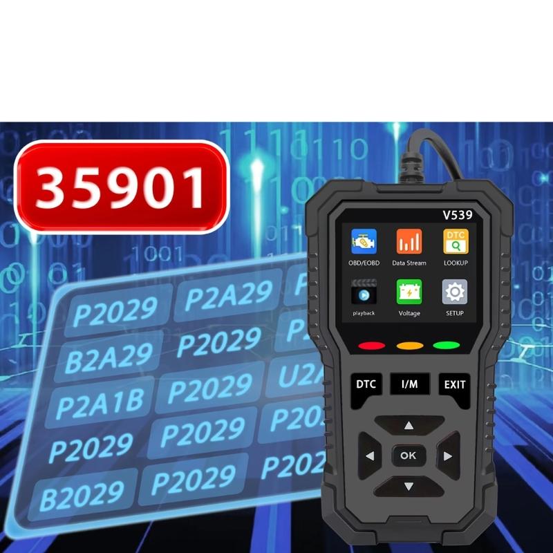 Проводной диагностический инструмент OBD2 V539 с цветным меню, просмотром неисправностей и проверкой аккумулятора для устранения неисправностей и регулярного обслуживания автомобиля в гараже