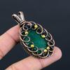 Lab-Created Emerald Gemstone Pure Copper Wire Wrapped Handmade Jewelry Pendant