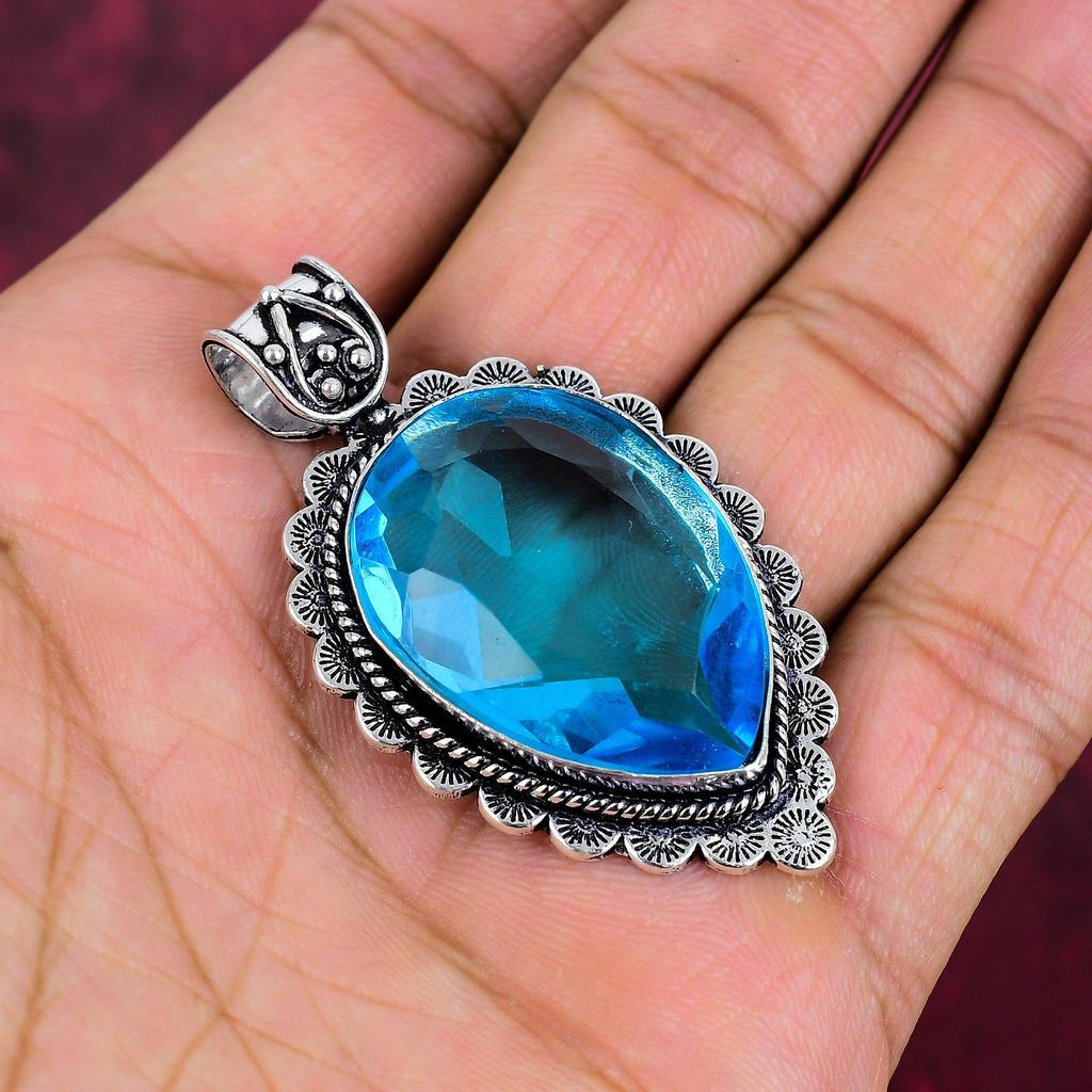 Подвеска из драгоценного камня ручной работы с танзанитом, подвеска из стерлингового серебра 925 пробы, антикварные ювелирные изделия, подвеска для подарка на помолвку