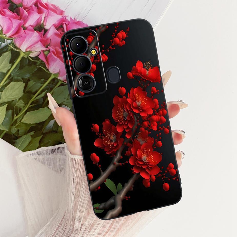 Чехол для Tecno Pop 6 GO BE6j Милый Цветок Бант Расписной Чехол Мягкий ТПУ Чехол для Телефона Для Tecno Pop 6 Pro BE8 Pop6 GO Задняя Крышка Coque