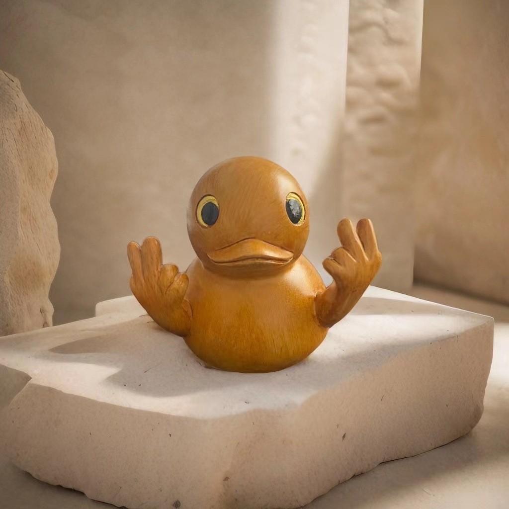 Charming Resin Duck With Wood Texture Ideal For Unique Home Decoration And Gift Giving