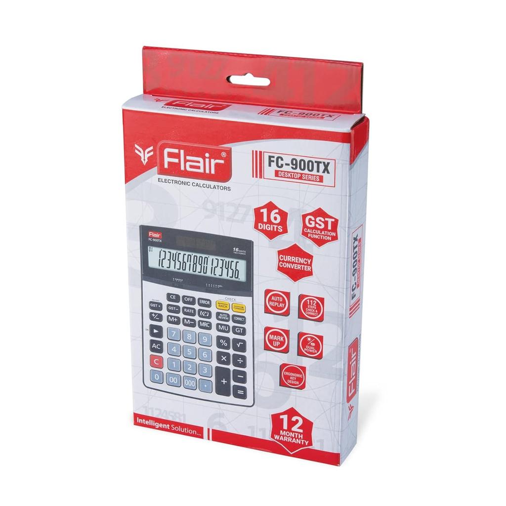 Flair FC-900TX GST Функция Конвертер валют Финансовый Настольный калькулятор 16 цифр Солнечная батарея Офис Дом Школа