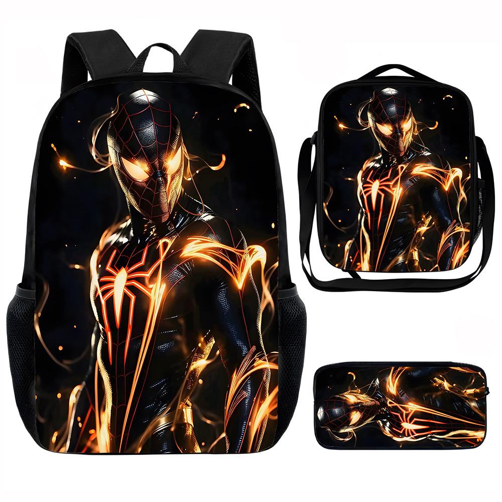 Spider-Man School Bag Lunch Bag Pencil Bag Elementary School Backpack Cartoon Peripheral Backpack Children's Bag Three-piece Set