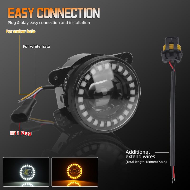 4 Inch White Amber DRL LED Fog Light For Chrysler 300 Chrysler PT Jeep Wrangler TJ JK CJ-5 CJ-7 CJ-8 Front Bumper Driving Lamp