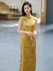 Желтое ципао 1011 новая весенне-летняя новая китайская улучшенная женская белая высококачественная темпераментная красивая одежда