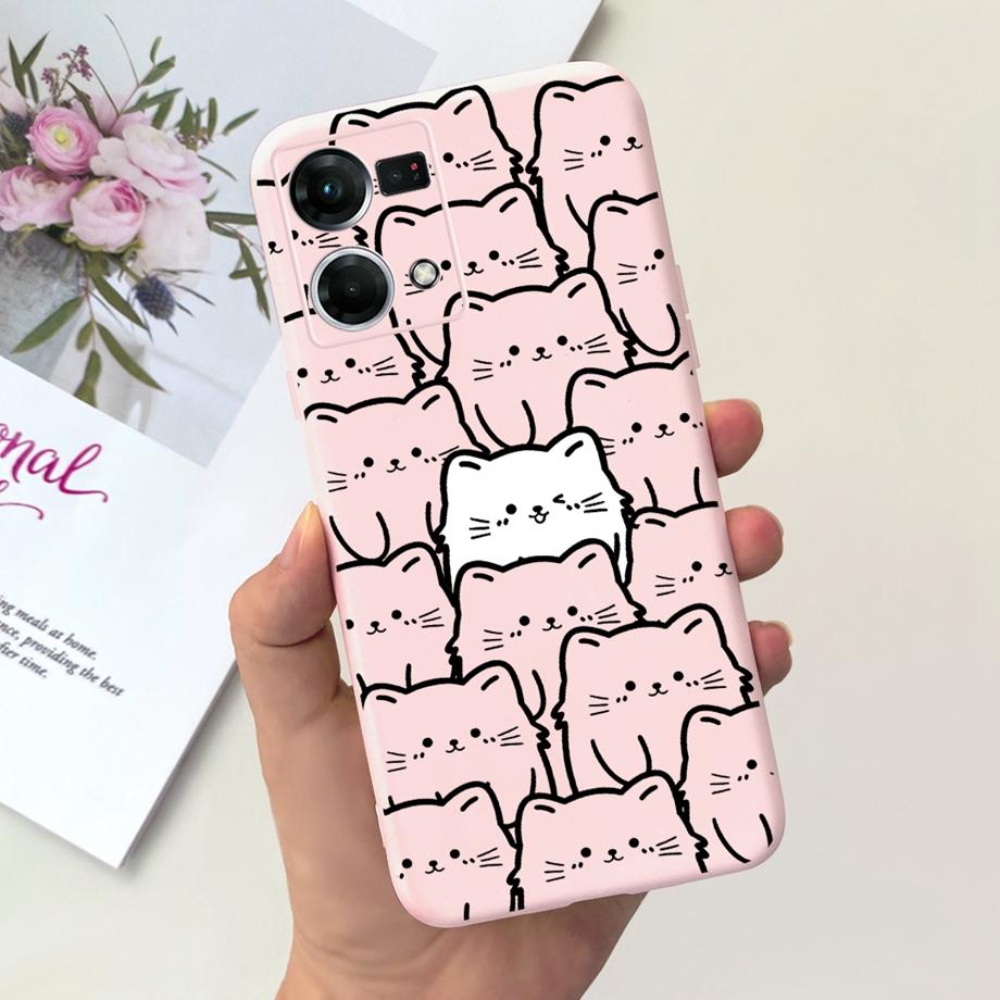 For Cover Reno 7 4G Case Shockproof Soft Silicone Phone Cases For OPPO Reno 7 Global CPH2363 Reno7 4G Back Cover Fashion Cat